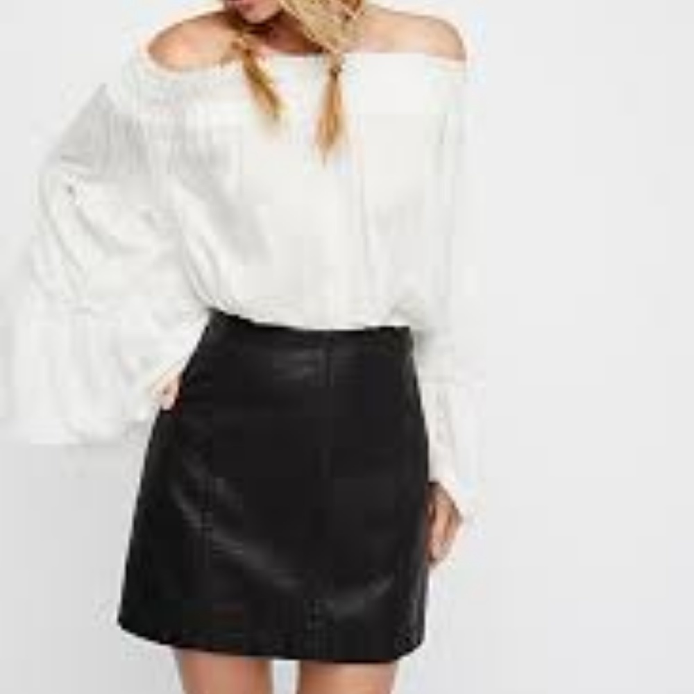 {Free People} Black Leather Mini Skirt